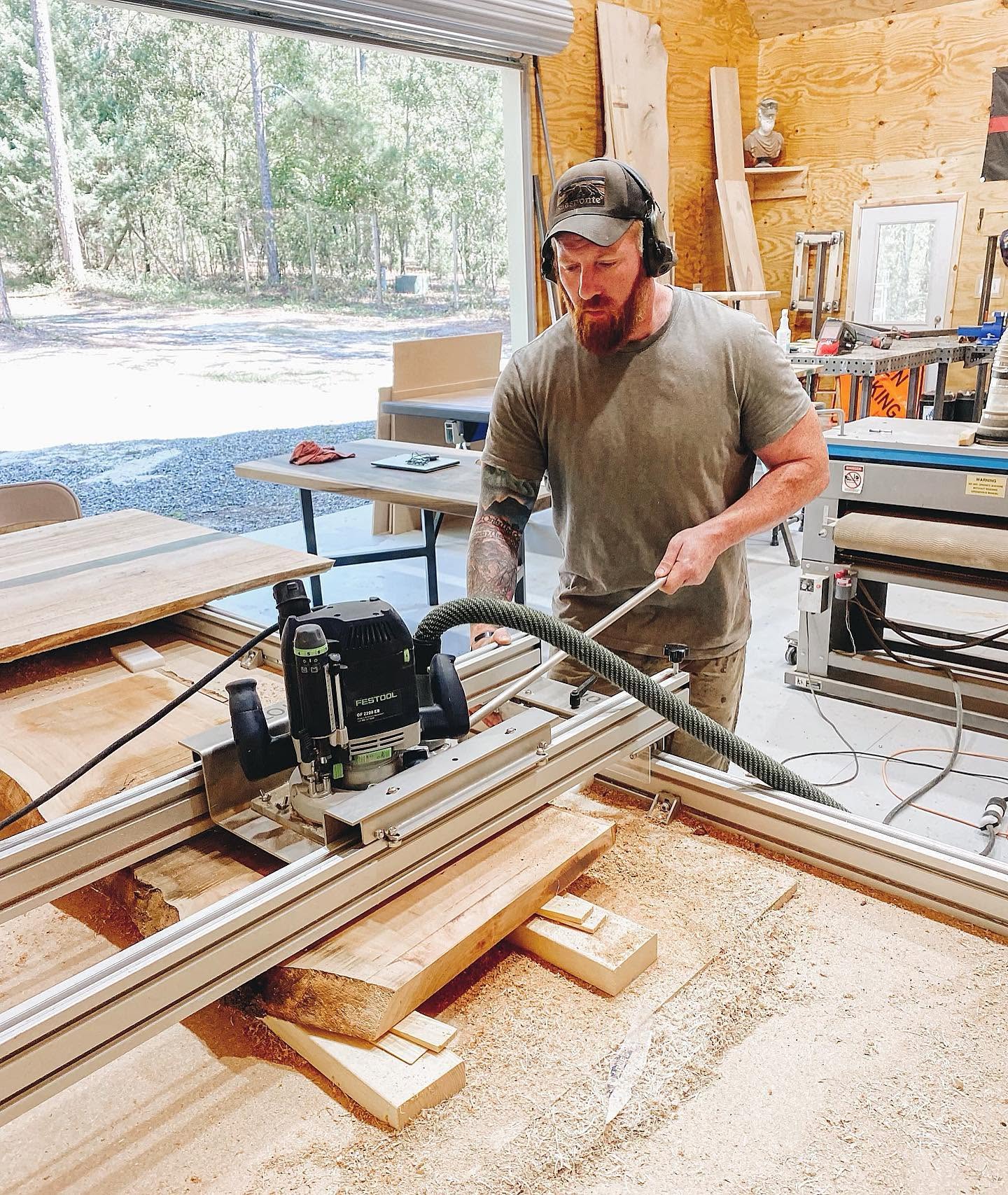 Jake working on a custom project in the shop.